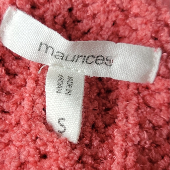 Maurices Chenille Coral Mock Neck Open Weave Sweater - Picture 9 of 12